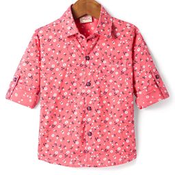 Rikidoos Full Sleeves Floral Printed Shirt - Peach-image-69
