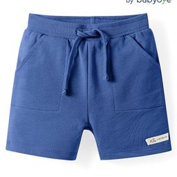 Babyoye 100% Cotton Knit Solid Dyed Shorts - Blue-picture-26