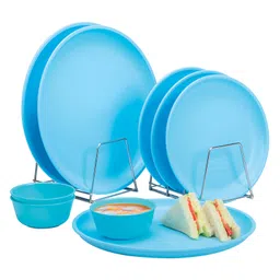 varmora homeware Varmora Plastic Dinner Set - Set of 9 Sky Blue-picture-6