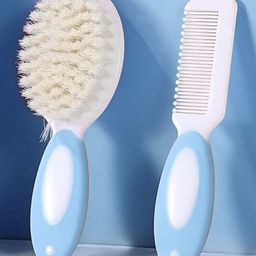 TONY STARK Baby Brush and Comb Set, Newborn Essentials Set with Baby Comb and Soft Bristle Hair Brush for Your Toddlers Scalp (Blue)-5