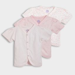 Mi Arcus 100% Cotton Pack Of 3 Half Sleeves Polka Dots & Floral Printed Jhablas - Pink & White-image-34