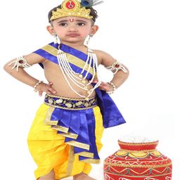 RAJ FANCY DRESSES Krishna Theme Costume With Accessories Set - Navy Blue-image-31