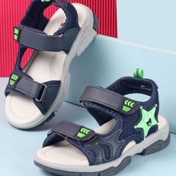 Cute Walk by Babyhug Velcro Closure Sandals with Star Applique - Navy Blue-image-48