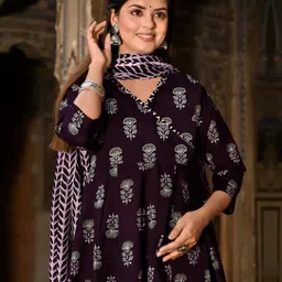 7Threads Women Ethnic Motifs Printed Regular Kurta with Trousers & With Dupatta image 2