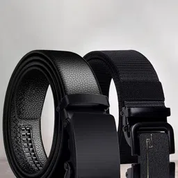 The Roadster Lifestyle Co. Men Set Of 2 Textured Formal Belts-image-89