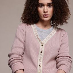 The Roadster Lifestyle Co. Ribbed Typography Detail Cardigan-10