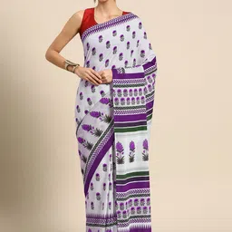 BUTA BUTI Floral Pure Cotton Printed Saree-image-82