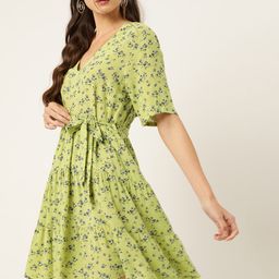 DressBerry Floral Print A-Line Dress with Belt-picture-1