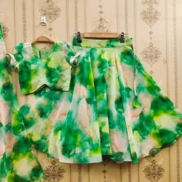 BAESD Girls Printed Tie and Dye Ready to Wear Lehenga & Blouse With Dupatta-image-96
