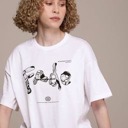 The Roadster Lifestyle Co. Typography Printed Pure Cotton Boxy T-shirt-picture-3