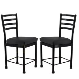 Zidle Domino Premium Rexine, Foam, Metal Dining Chair with Metal Legs 76.2X38.1X45.72 cm Black for Dining & Kitchen, (Pack Of 2 Pcs)-17