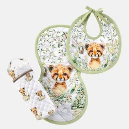 THE BABY TRUNK Infants Pack Of 3 Leo Print Egyptian Cotton Baby Feed Set-picture-49