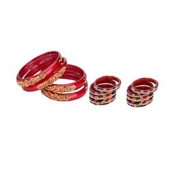 SOMIL Set Of 12 Red Glass Artificial Stones and Beads Bangles-image-90