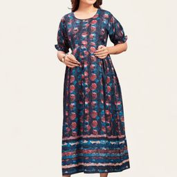 RITIJYA Floral Print Maternity Fit & Flare Maxi Dress-image-78