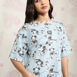 Tokyo Talkies Disney Mickey Mouse Women Blue Boxy Fit T-shirt-image-33