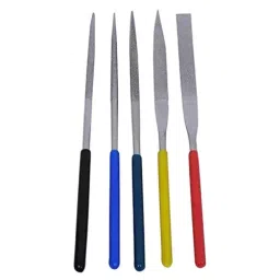 Jon bhandari Needle File 18 cm (With Handle) Assorted for Metal, Glass, Ceramic, Jewellery & Craft Work, (Pack of 5 Pcs)-37