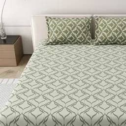 MAFATLAL Grey & White Printed Pure Cotton 186 TC King Bedsheet Set 2.74 m x 2.74 m-image-34