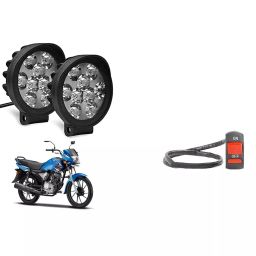 Cartronics 9 Round Cap LED Fog Light With On/Off Switch for Yamaha Saluto RX (Set of 2 Pcs)-2