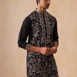 Jompers Men Ethnic Motifs Embroidered Regular Thread Work Kurta with Pyjamas-image-35