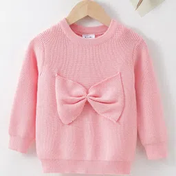 Kookie Kids Full Sleeves Pullover Bow Applique - Pink-picture-10