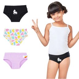 Plan B Pack Of 3 Unicorn & Puzzle Printed Hipster Briefs - Navy Blue Lavender & White-image-73