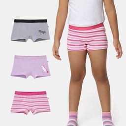Plan B 95% Cotton 5 % Elastane Pack Of 3 Unicorn Printed & Striped Boxers - Grey & Lavender-image-69