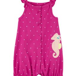 Carter's Sleeveless Rompers with Seahorse Patch - Pink-image-6