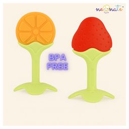 Neonate Care Silicone Teether for Soothing Baby Teething Pack of 2 - Red Yellow Fruit teether (color and design may vary)-25