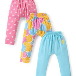 Babyhug Interlock Knit Full Length Diaper Legging Polka Dot Print Pack Of 3 - Multicolor-image-94