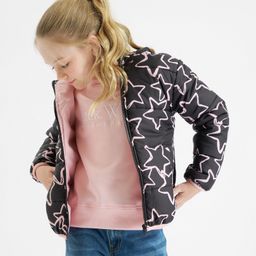 Primo Gino Woven Full Sleeves Star Printed Hooded Puffer Jacket - Grey & Pink-picture-15