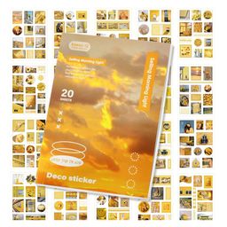 Bunie Paper Decorative Stickers Book Set - 20 Sheets/240+Pcs Yellow-10