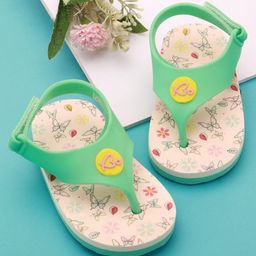 Babyoye Velcro Closure Flip Flops With Butterfly Print - Sea Green-image-35