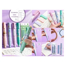 Azhari Retractable Eraser Pen with 2 Extra Refills for Kids Pack of 2 Color & Design May Vary-picture-32