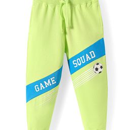 Babyhug Cotton Knit Full Length Lounge Pants with Game Squad Print - Lime Green-image-25