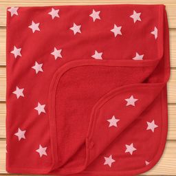 Babyhug Knit Terry Towel with Star Print L 77 x B 74 cm - Red-image-52