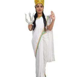 bookmycostume BookMyCostumeMother India Fancy Dress Costume Set - White & Tricolour-picture-3