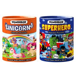 WONDRBOX Jigsaw Puzzle for Kids for Age 5 6 7 Years Boys and Girls | 60 Pieces | Size 15X10 Inches (Unicorn+Superhero)-image-91