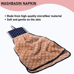 Kuber Industries Red 2 Pcs Printed Microfiber Wash Basin Napkin Towel With Hanging Loops image 3