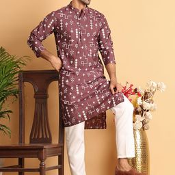 Jompers Men Floral Embroidered Regular Sequinned Kurta with Pyjamas-picture-50