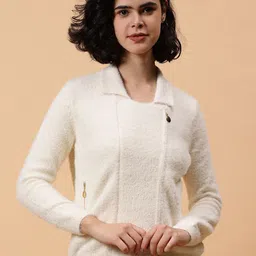 Fashion Gaiia Women Solid Sherpa Jacket-image-56