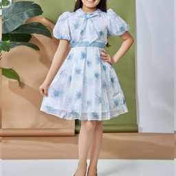 Peppermint Floral Print Chiffon A-Line Dress-image-84