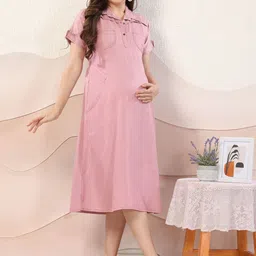 EASY MOM Maternity Shirt Midi Dress-picture-47