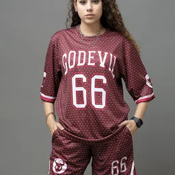 GO DEVIL Printed Round Neck T-Shirt With Shorts Co-Ords-picture-32