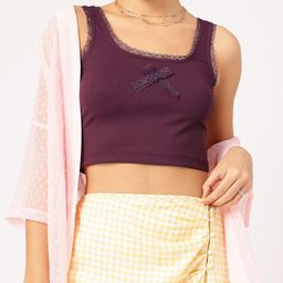 DressBerry Lace Dream Trim Bow Detail Ribbed Crop Top-image-37