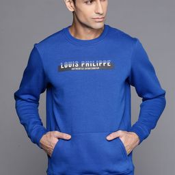 Louis Philippe Sport Men Blue & Black Brand Logo Printed Sweatshirt-image-54