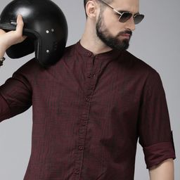 Roadster Men Burgundy Pure Cotton Abstract Printed Casual Shirt-image-33