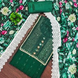 Rangtulika Ethnics Motifs Embroidered Sequinned Unstitched Dress Material-picture-4