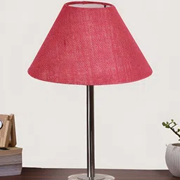 Aura Pink & White Textured Metal Frustum Shaped Table Lamp-20