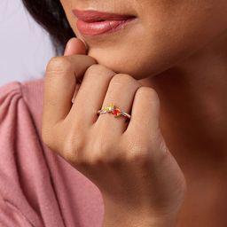 Mia By Tanishq 925 Sterling Silver Garnet & Citrine Stones Studded Finger Ring-image-31
