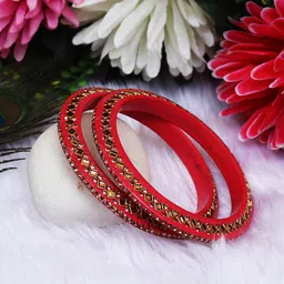 TAJ BRIDAL STORE Pack Of 2 Kundan-Studded Bangadi Bangles-picture-3